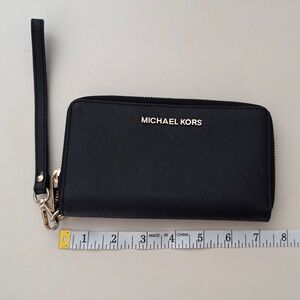 Michael Kors Black and Gold Wristlet